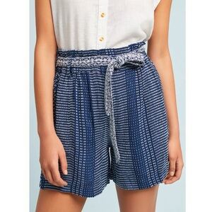 Anthropologie Blue Textured Belted High Rise Shorts NWT, S